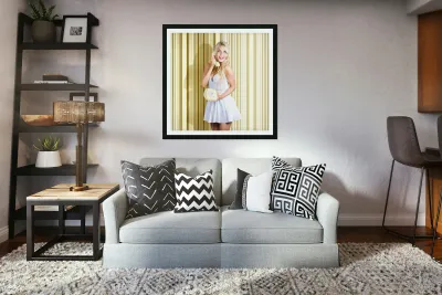 1950s girl gossiping in old fashion style Reproduction