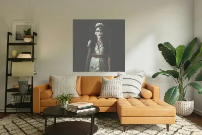 Nightmare nurse standing dead in haunted hospital Reproduction