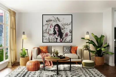 Dead business woman in financial crisis debt Reproduction