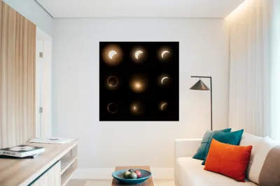 Composite of the stages of 2024 solar eclipse Reproduction