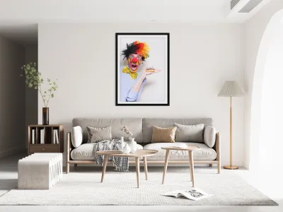 Surprise Happy Birthday Clown Holding Party Cake Reproduction