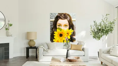 Woman With Flowers Reproduction