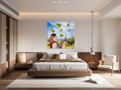 Elegant young woman with shears. Gardening love Reproduction