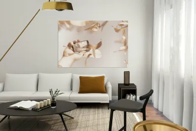 Smart phone catching a serene autumn landscape Reproduction