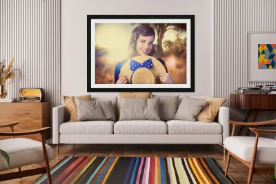 Vintage portrait of a country pinup girl Reproduction