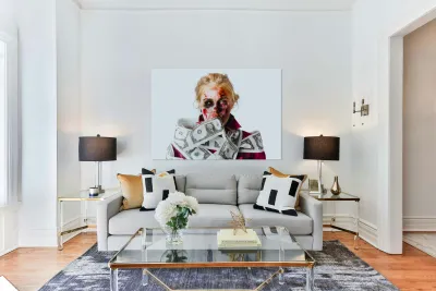 Worried zombie with Dollar bills Reproduction