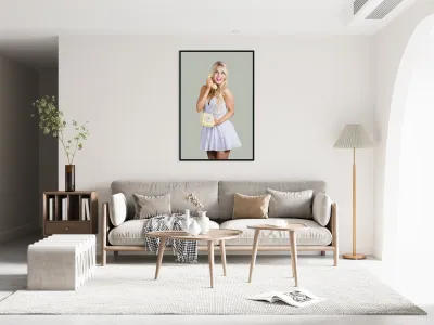 1960s hot gossip woman with retro telephone Reproduction