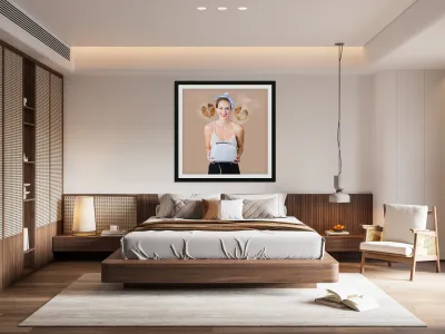 Cafe pinup serving up hearty breakfast Reproduction