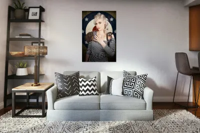 Military pin up woman taking airplane pilot oath Reproduction