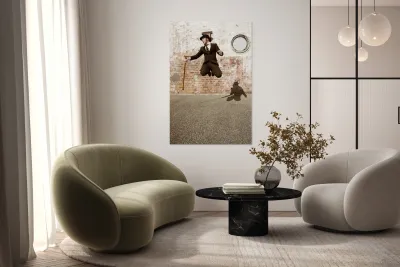 Man Jumping For Joy Reproduction