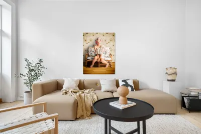 Beautiful Woman Getting New Hair Style At Salon Reproduction