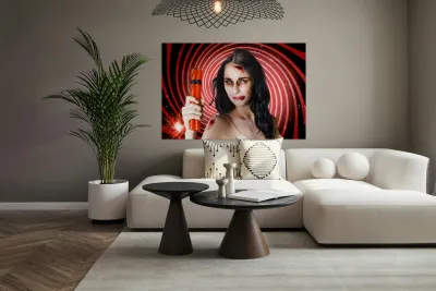 Danger. Zombie holding explosives in a terror act Reproduction