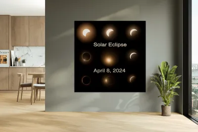 Composite of the stages of 2024 solar eclipse Reproduction