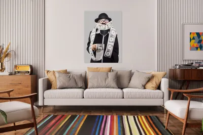 Woman wrapped in money Reproduction