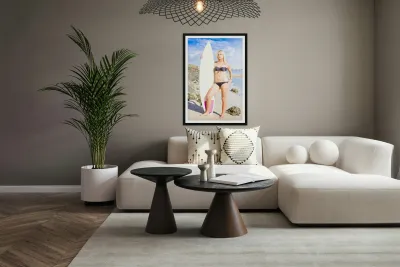 Beautiful Young Blond Surf Woman Reproduction