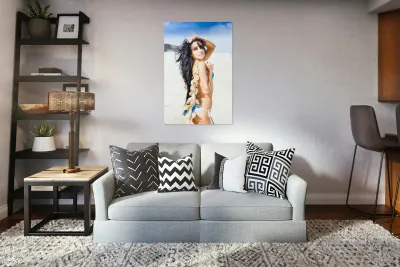 Girl Relaxing On Beach Reproduction