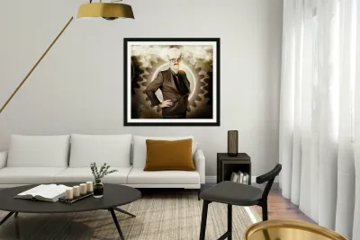 Thinking businessman with big brain Reproduction