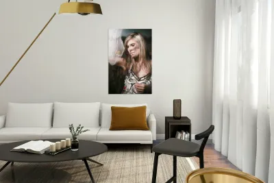 Woman With Butterfly In Net Reproduction