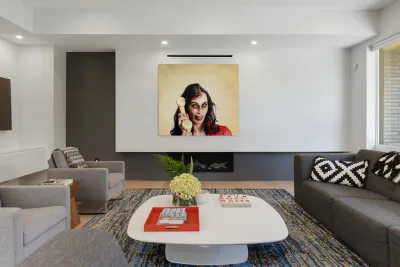 Funny zombie employee with dead phone line Reproduction