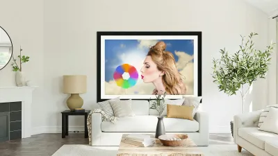 Makeup beauty girl blowing hair colors palette Reproduction