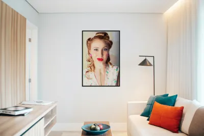 Spring Beauty. Beautiful Retro Girl Blowing Flower Reproduction