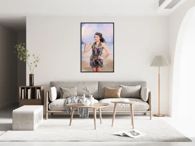 Outdoor fashion portrait. Spring twilight beauty Reproduction