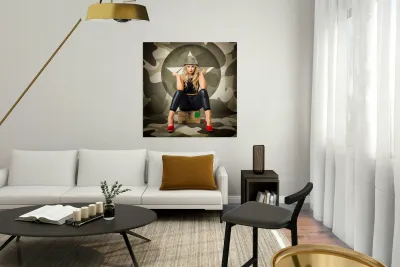 Beautiful army pinup woman on ammo box Reproduction