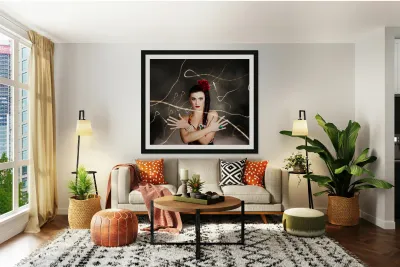 Beautiful girl in retro fashion style Reproduction