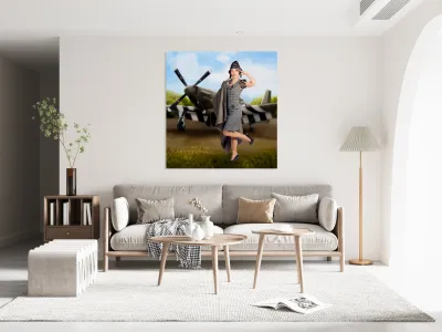 40s military pin up girl. Air force style Reproduction