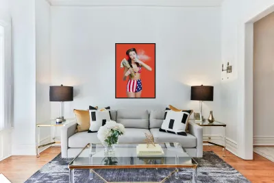 American military pin up girl holding gasmask  Reproduction