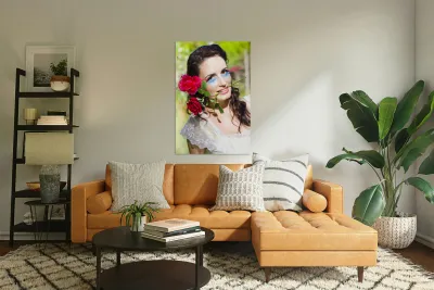 Woman With Red Roses Reproduction