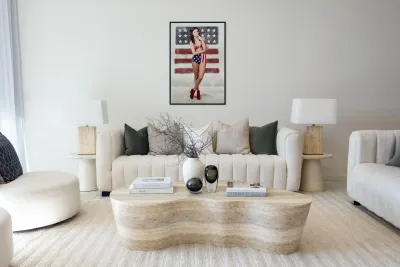 Grunge pin up woman in american fashion style Reproduction