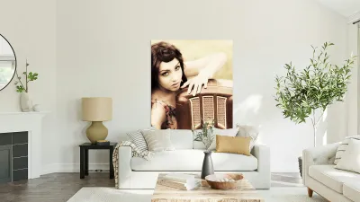 Woman With Retro Radio Reproduction