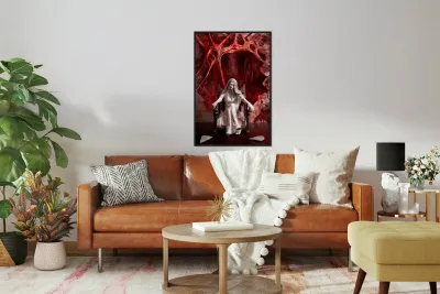 Halloween fine art portrait. Young vampire woman  Reproduction