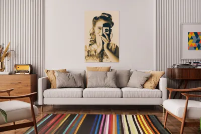 Female Fashion Photographer Taking People Pictures Reproduction