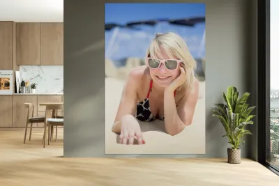 Woman Relaxing On Beach Reproduction
