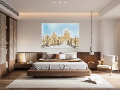 Artistic digital painting of Charles Bridge Prague Reproduction