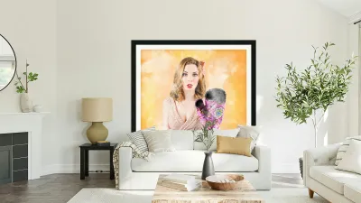 Funny woman cook waving stop. Bad cooking Reproduction