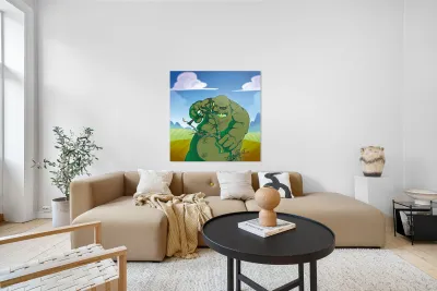 Fantasy ogre monster guarding fort Reproduction