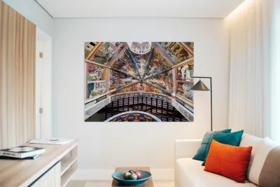 Montefalco Umbria Italy. San Francesco Church frescoed by Benozzo Gozzoli. The apse Reproduction