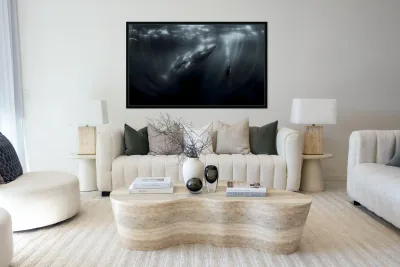 In the Presence of Majesty - Underwater Whale and Diver Art Prints Reproduction