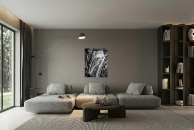 Waterfall with shadow heart Reproduction