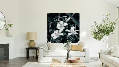 Black and White Flowers Reproduction