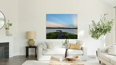 Sun Shadow on Dock Reproduction