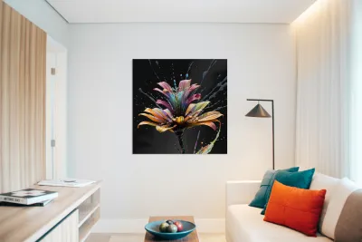 Zebra Stripe Splash Flower By ISHISH Reproduction