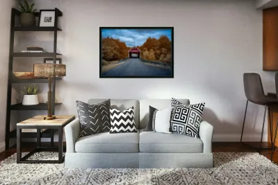 Infrared Serenity: The Red Bridge Reproduction