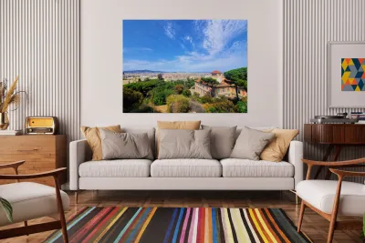 Skylines and Stories: Barcelona Hilltop View Reproduction