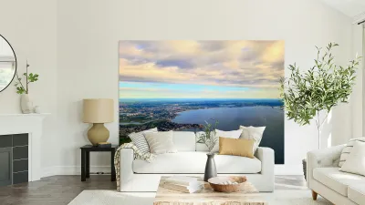 Tides of Perspective: An Elevated Gaze over Boston Bay Reproduction