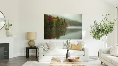 Foggy Echo Lake Fall Reflections Reproduction