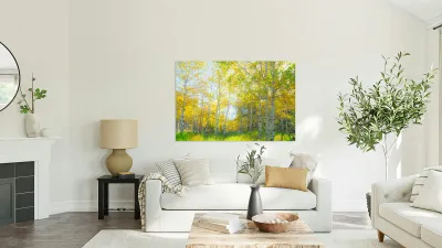 Golden Glimmer A Dance of Aspens in the Sun Reproduction